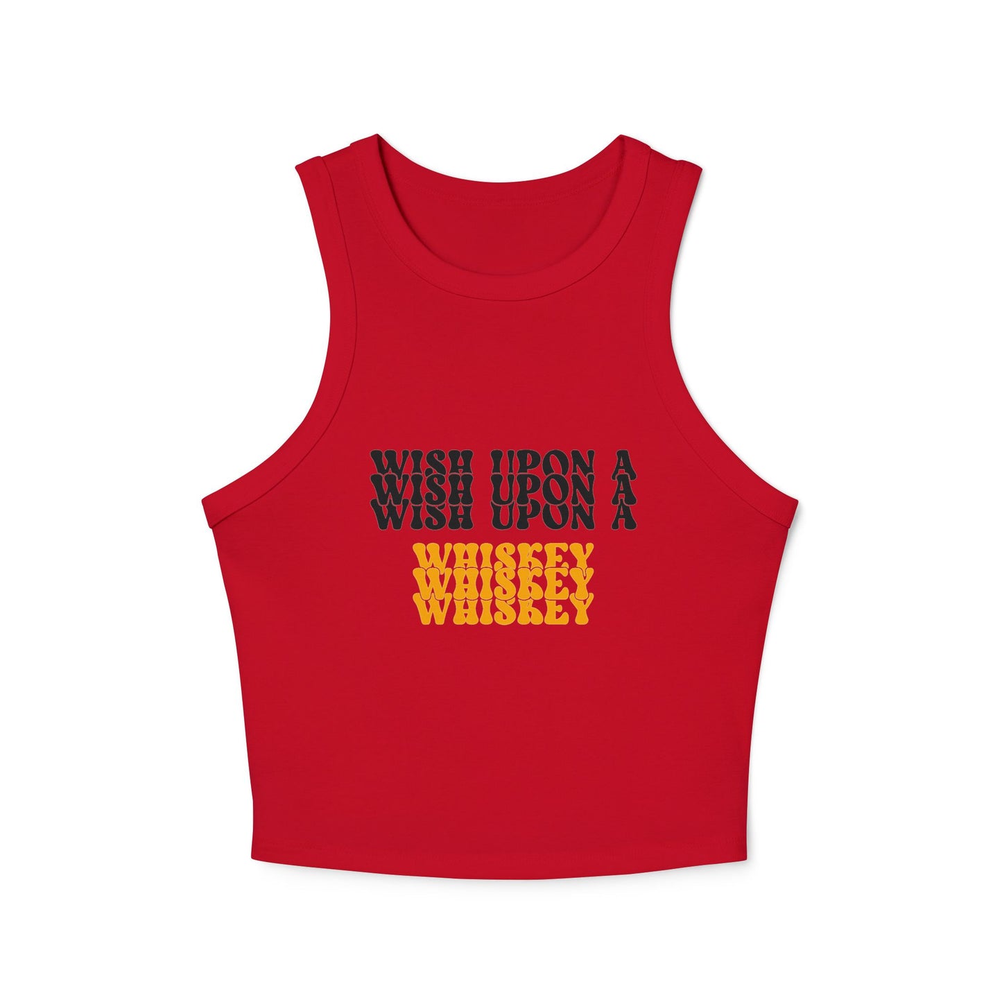 Whiskey Wish Upon A Wiskey Women's Racer Tank Top, Fun Summer Top, Birthday Gift, Party Wear, Concert Attire, Retro Style