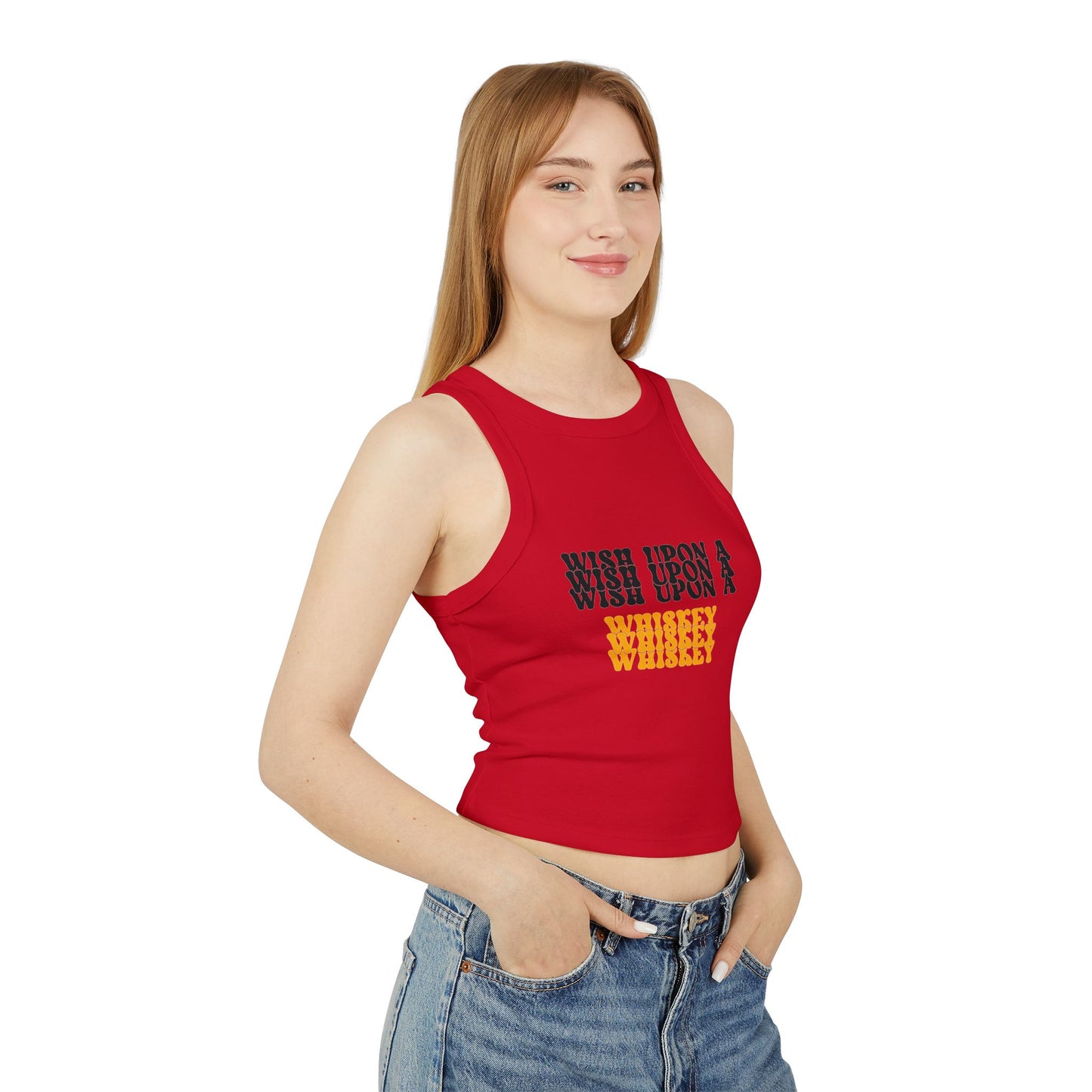 Whiskey Wish Upon A Wiskey Women's Racer Tank Top, Fun Summer Top, Birthday Gift, Party Wear, Concert Attire, Retro Style