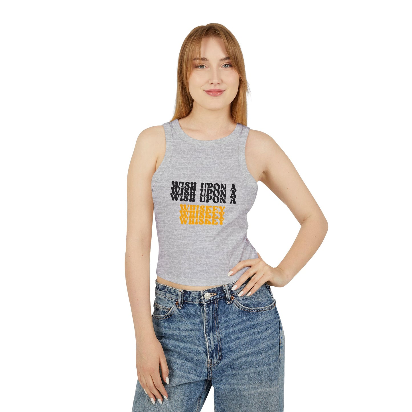 Whiskey Wish Upon A Wiskey Women's Racer Tank Top, Fun Summer Top, Birthday Gift, Party Wear, Concert Attire, Retro Style