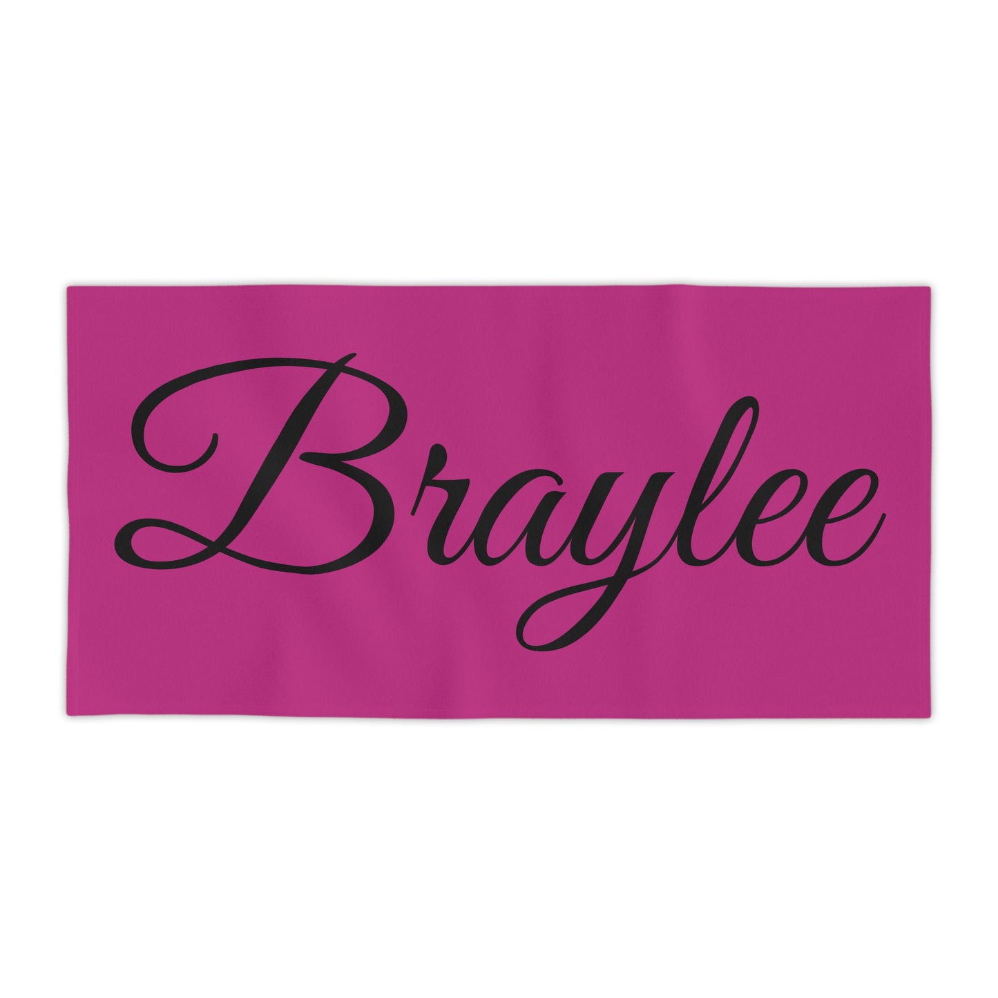 Braylee Name Beach Towel - Personalized Pink Towel with Hearts for Summer Fun