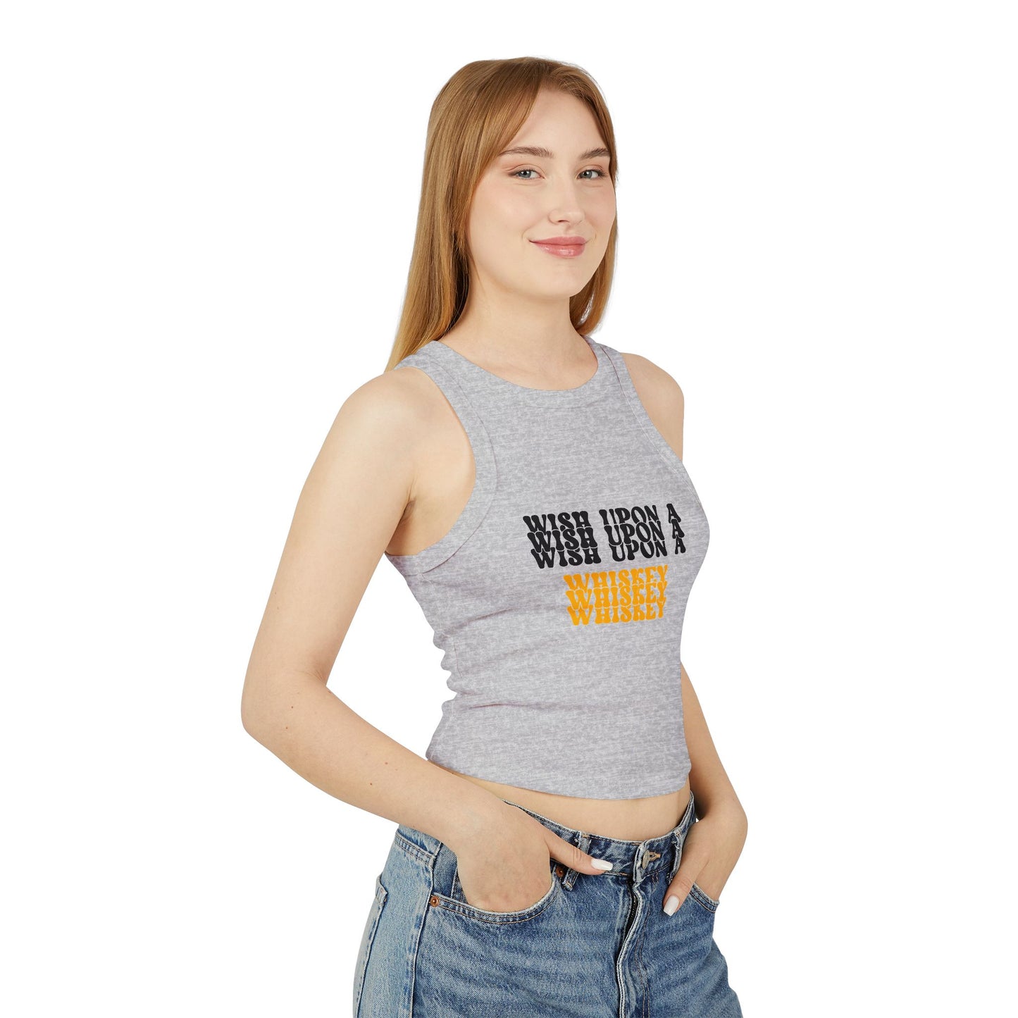 Whiskey Wish Upon A Wiskey Women's Racer Tank Top, Fun Summer Top, Birthday Gift, Party Wear, Concert Attire, Retro Style