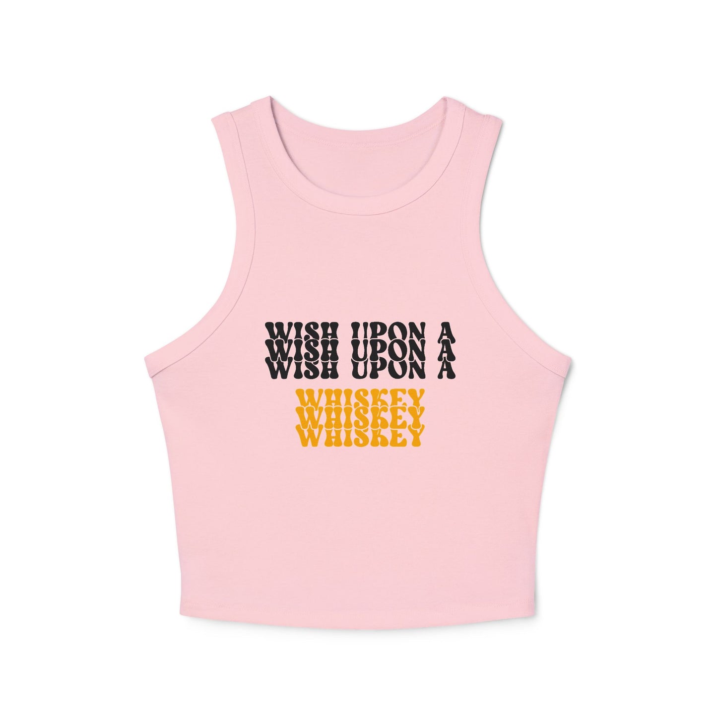 Whiskey Wish Upon A Wiskey Women's Racer Tank Top, Fun Summer Top, Birthday Gift, Party Wear, Concert Attire, Retro Style