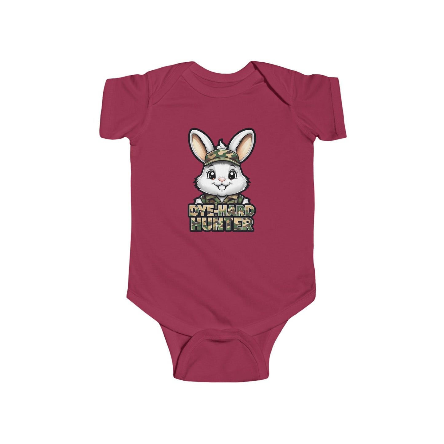 Dye Hard Hunter - Cute Baby Bodysuit - "Die Hard Hunter" Bunny Design