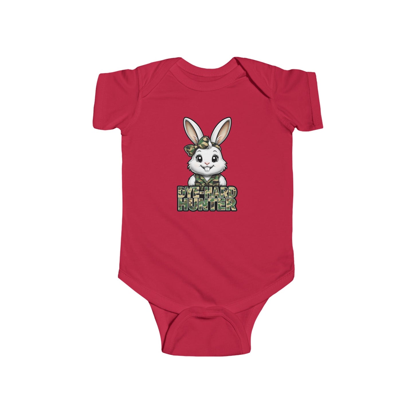 Girl Dye Hard Hunter - Camo Bunny Infant Bodysuit - Perfect for Easter and Baby Showers