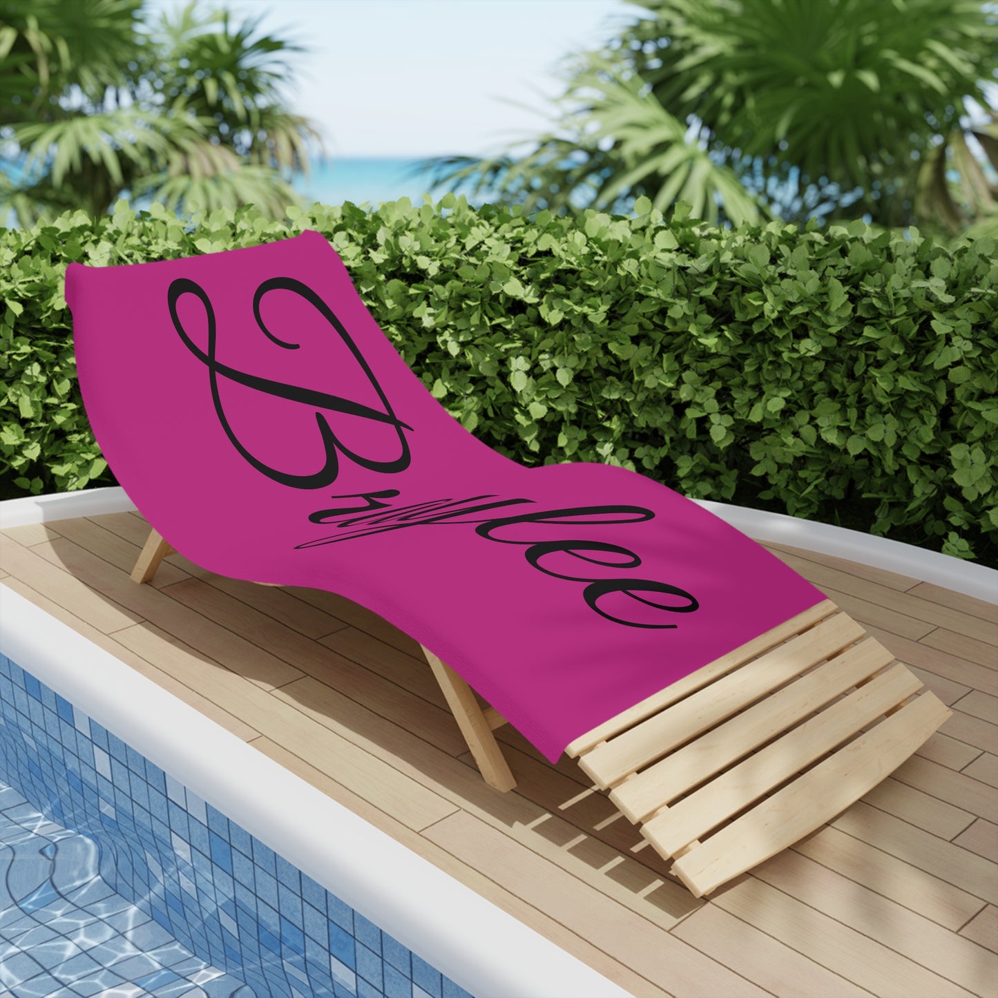 Braylee Name Beach Towel - Personalized Pink Towel with Hearts for Summer Fun