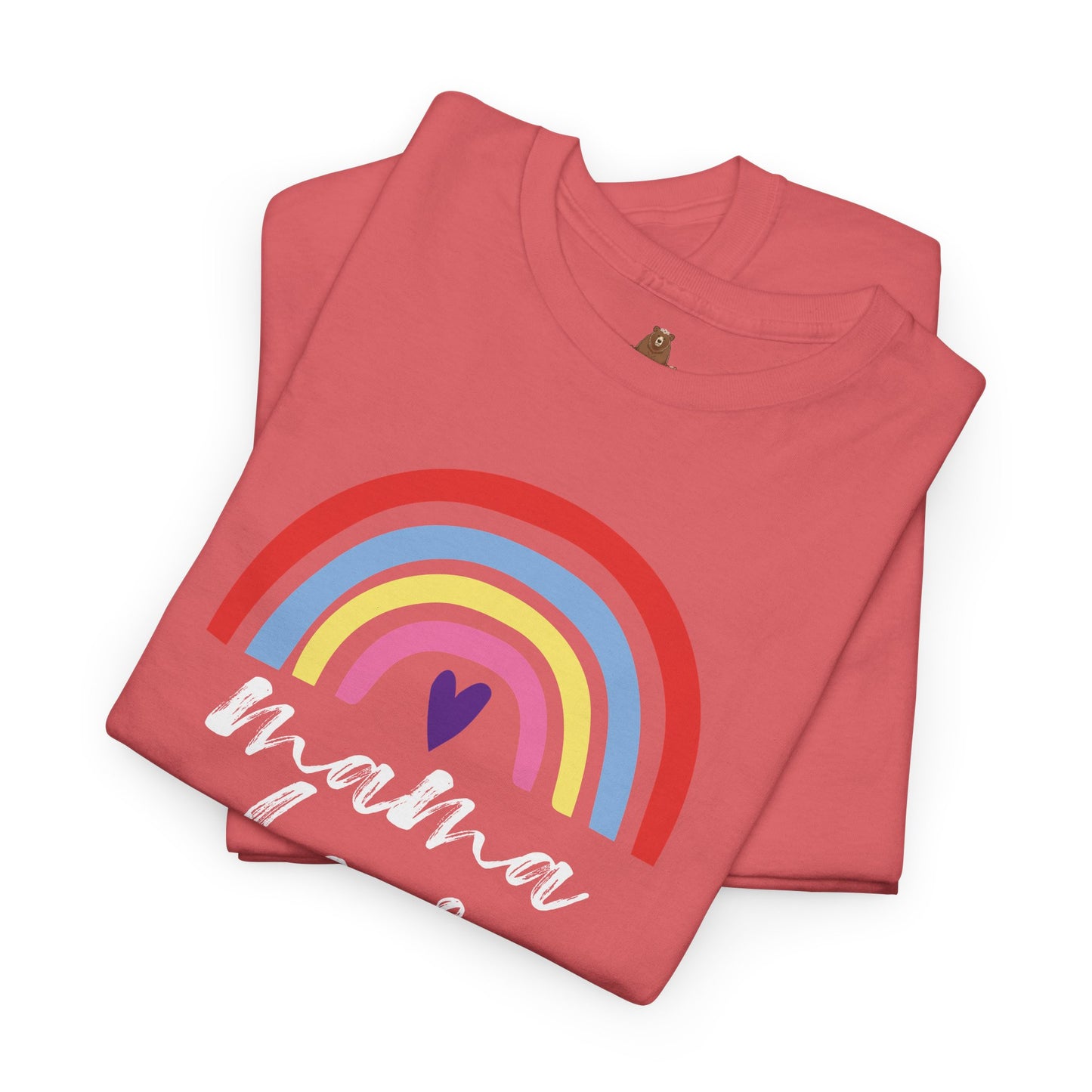 Mama Bear with Rainbow Unisex Tee, Rainbow Shirt for Mom, Family Graphic Tee, Gift for Mother, Mama Bear T-Shirt