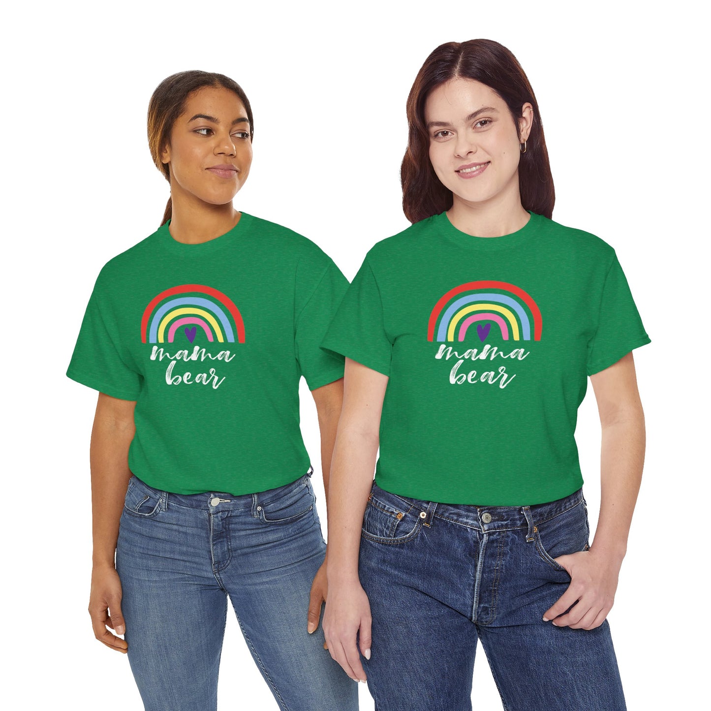 Mama Bear with Rainbow Unisex Tee, Rainbow Shirt for Mom, Family Graphic Tee, Gift for Mother, Mama Bear T-Shirt