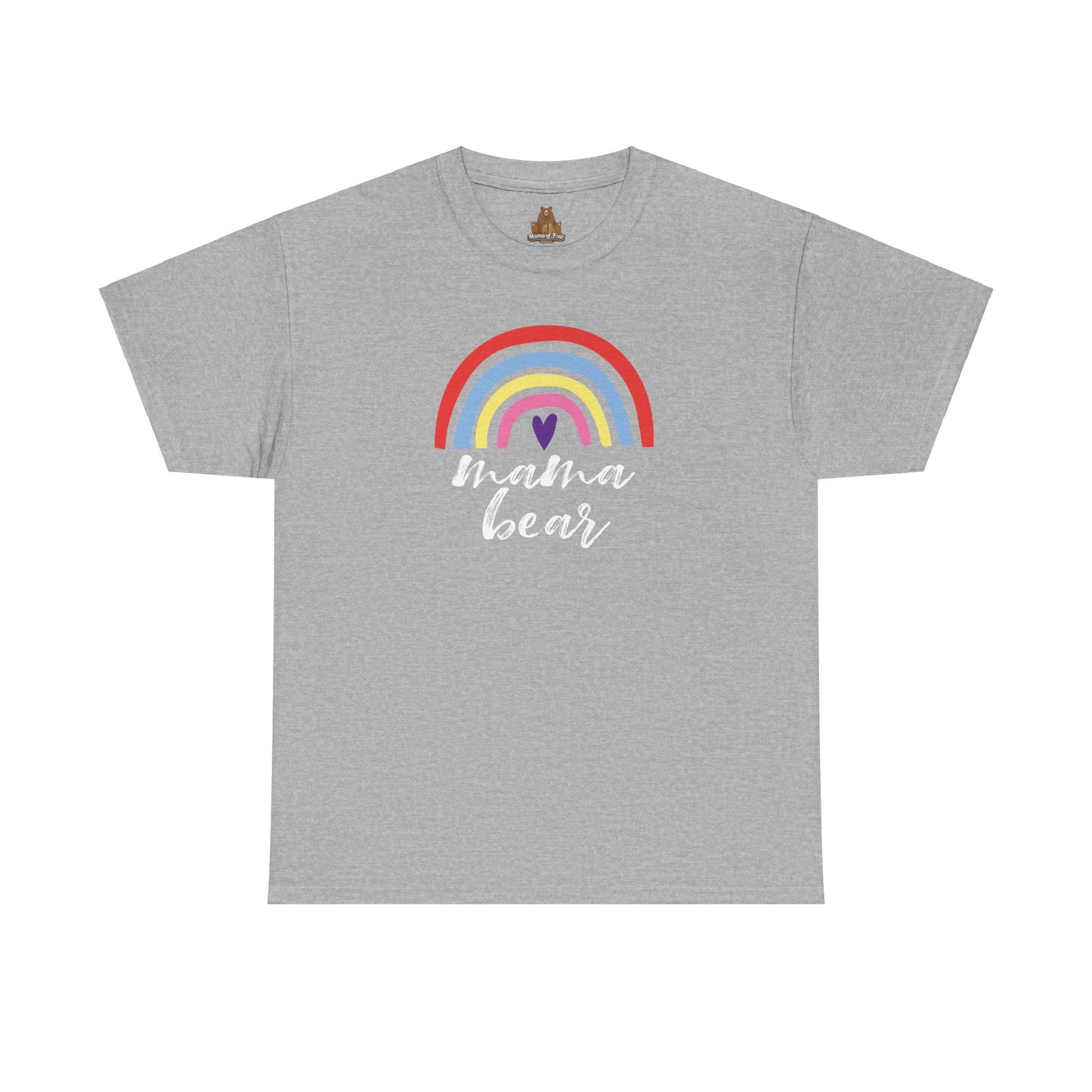 Mama Bear with Rainbow Unisex Tee, Rainbow Shirt for Mom, Family Graphic Tee, Gift for Mother, Mama Bear T-Shirt