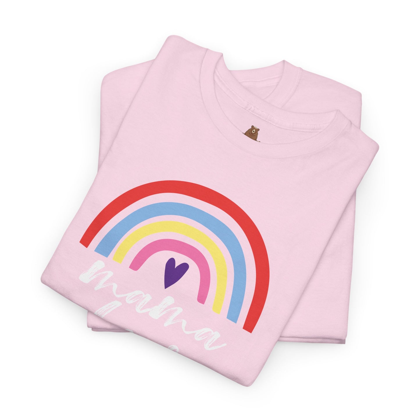 Mama Bear with Rainbow Unisex Tee, Rainbow Shirt for Mom, Family Graphic Tee, Gift for Mother, Mama Bear T-Shirt