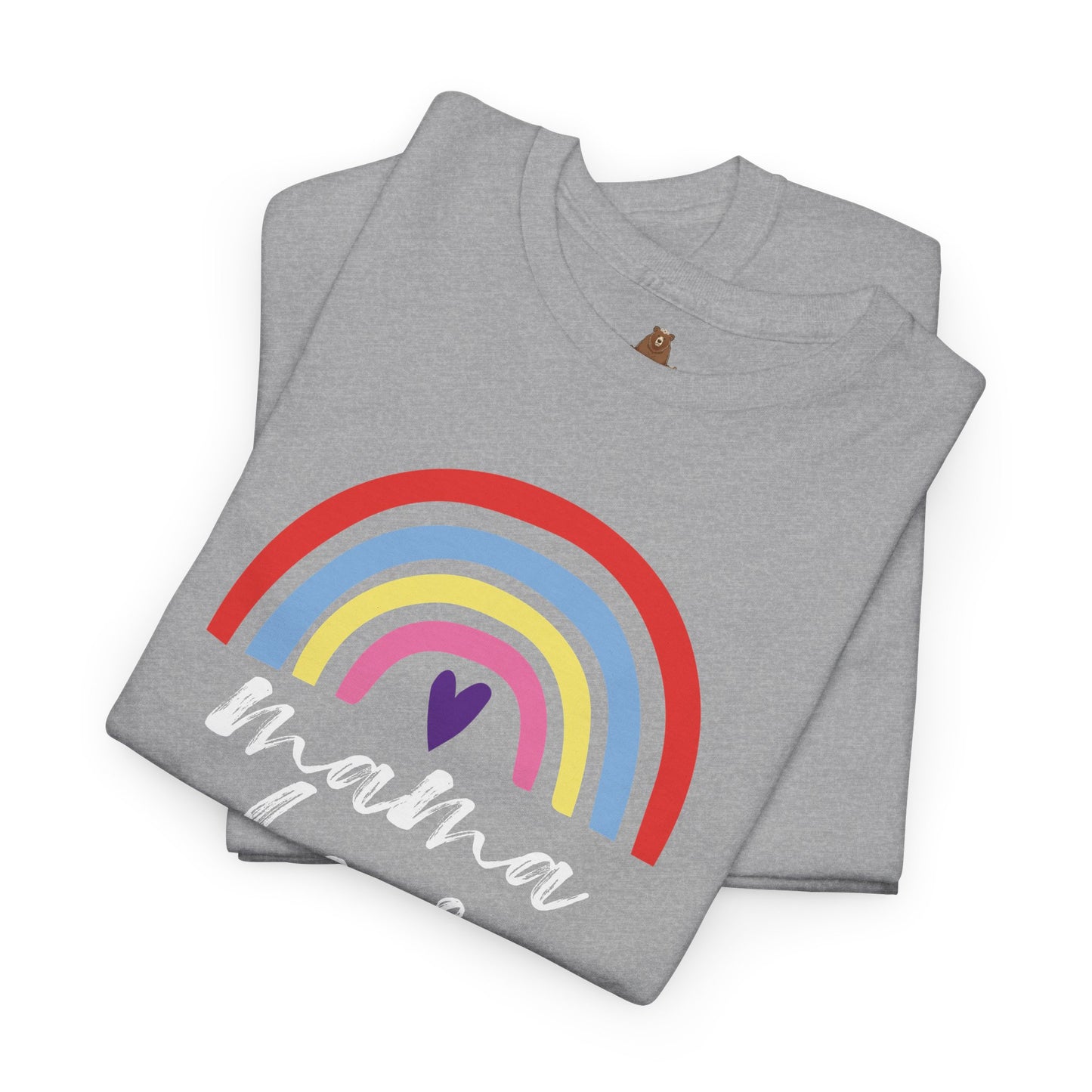 Mama Bear with Rainbow Unisex Tee, Rainbow Shirt for Mom, Family Graphic Tee, Gift for Mother, Mama Bear T-Shirt