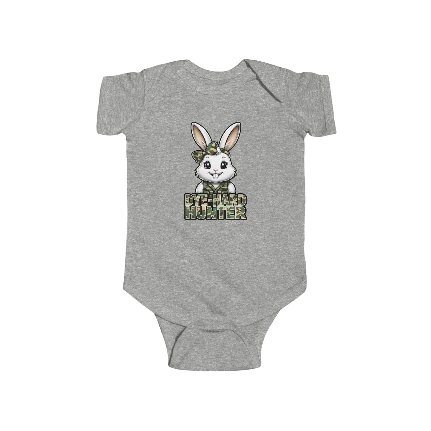 Girl Dye Hard Hunter - Camo Bunny Infant Bodysuit - Perfect for Easter and Baby Showers