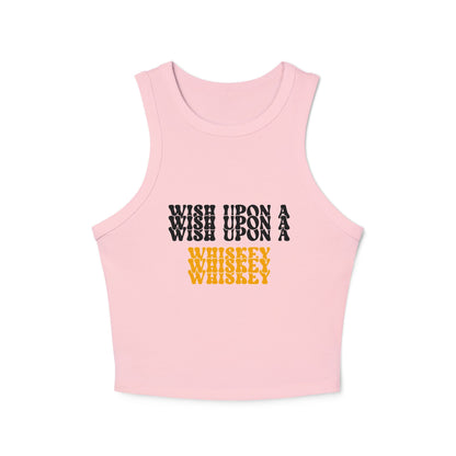Whiskey Wish Upon A Wiskey Women's Racer Tank Top, Fun Summer Top, Birthday Gift, Party Wear, Concert Attire, Retro Style