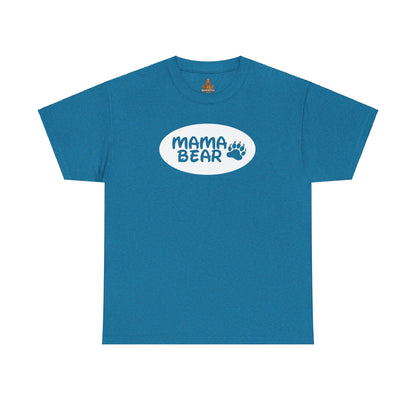 Mama Bear with Paw Print - Unisex Heavy Cotton Tee