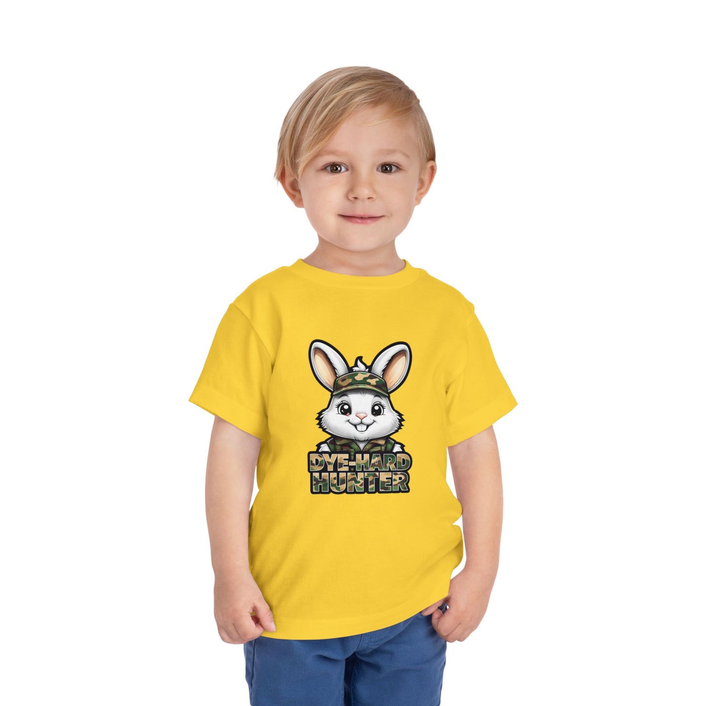 Dye-Hard Hunter Toddler Tee - Fun Camo Bunny Shirt for Kids