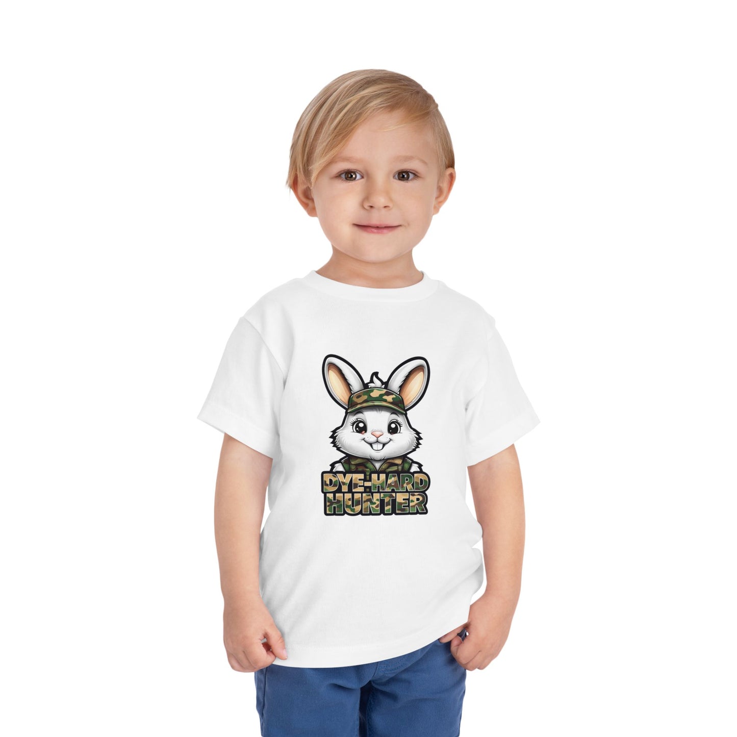 Dye-Hard Hunter Toddler Tee - Fun Camo Bunny Shirt for Kids