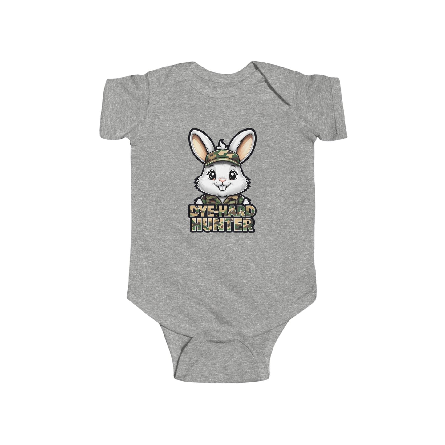 Dye Hard Hunter - Cute Baby Bodysuit - "Die Hard Hunter" Bunny Design
