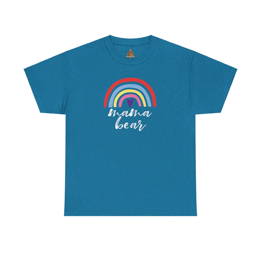 Mama Bear with Rainbow Unisex Tee, Rainbow Shirt for Mom, Family Graphic Tee, Gift for Mother, Mama Bear T-Shirt