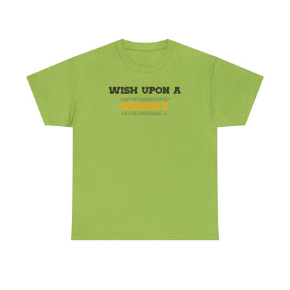Wish Upon a Whiskey Unisex Heavy Cotton Tee, Funny Drinking Shirt, Gift for Whiskey Lovers, Bar Night Tee, Unique Birthday