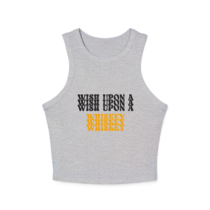 Whiskey Wish Upon A Wiskey Women's Racer Tank Top, Fun Summer Top, Birthday Gift, Party Wear, Concert Attire, Retro Style