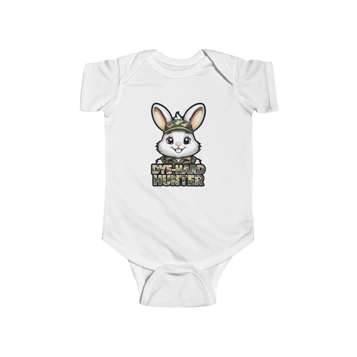 Dye Hard Hunter - Cute Baby Bodysuit - "Die Hard Hunter" Bunny Design