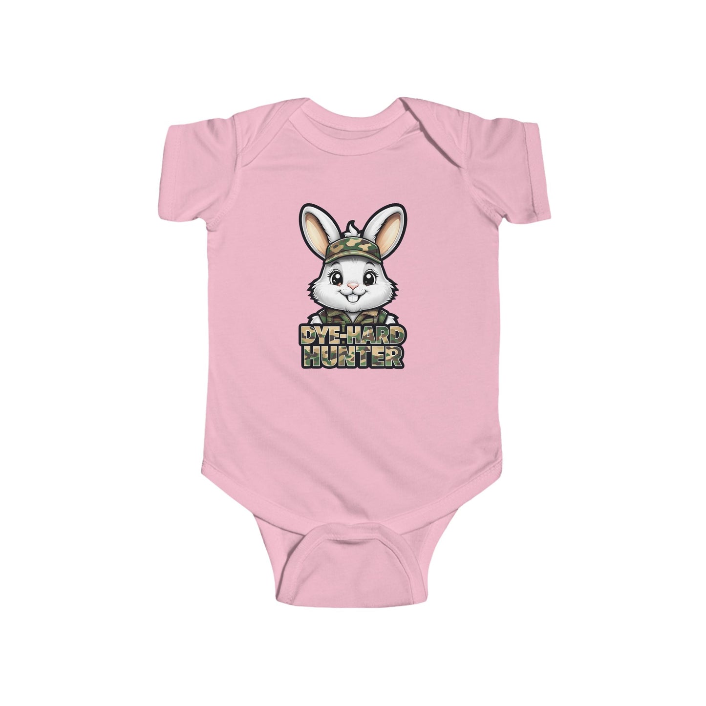 Dye Hard Hunter - Cute Baby Bodysuit - "Die Hard Hunter" Bunny Design