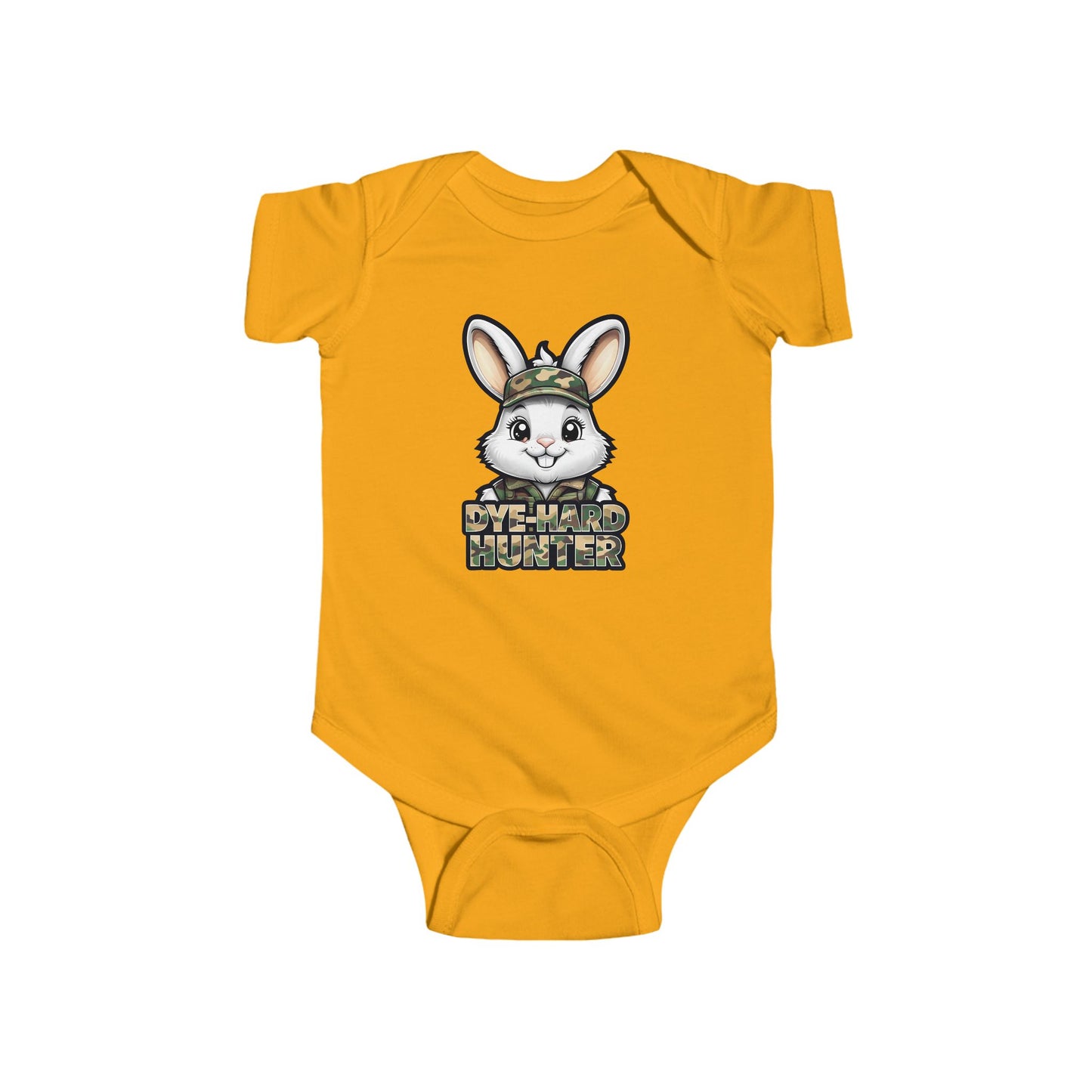 Dye Hard Hunter - Cute Baby Bodysuit - "Die Hard Hunter" Bunny Design