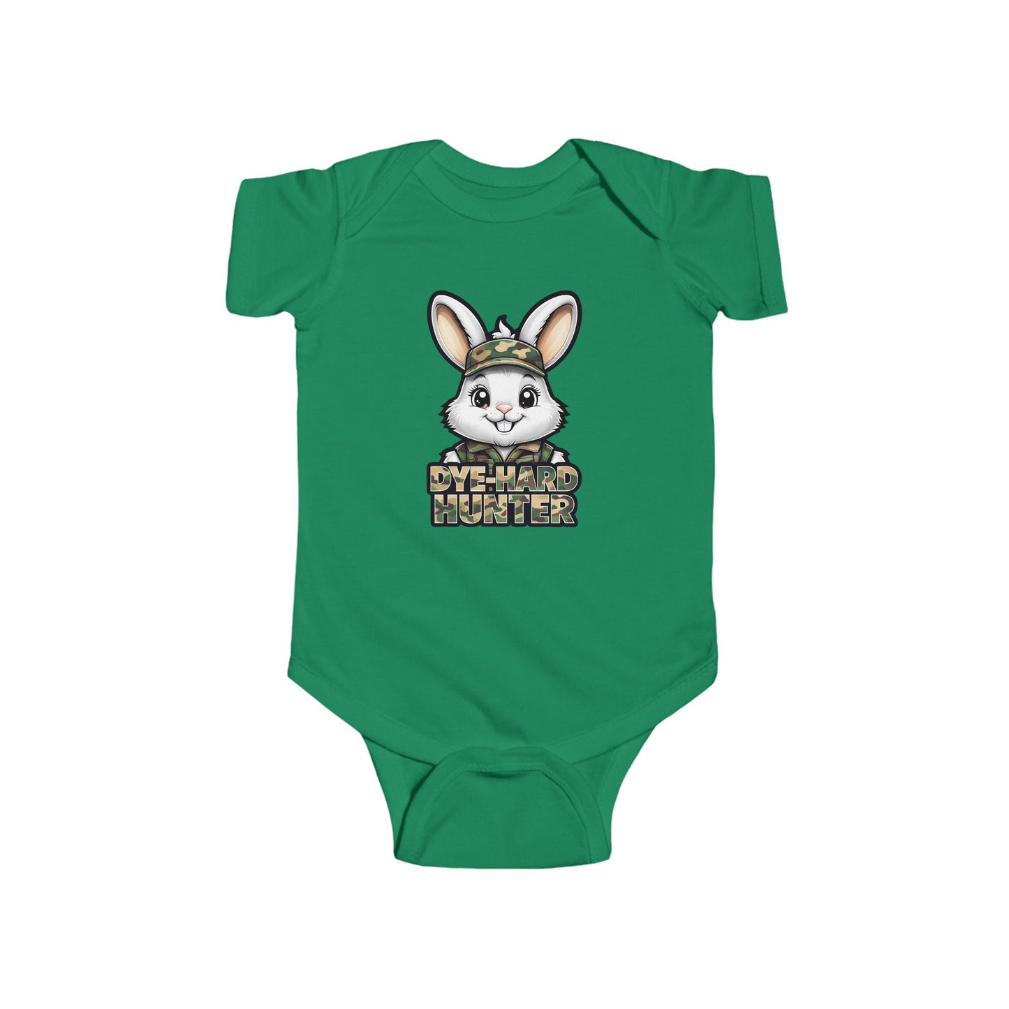 Dye Hard Hunter - Cute Baby Bodysuit - "Die Hard Hunter" Bunny Design