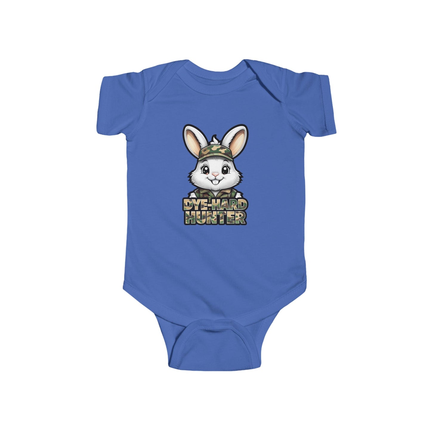 Dye Hard Hunter - Cute Baby Bodysuit - "Die Hard Hunter" Bunny Design