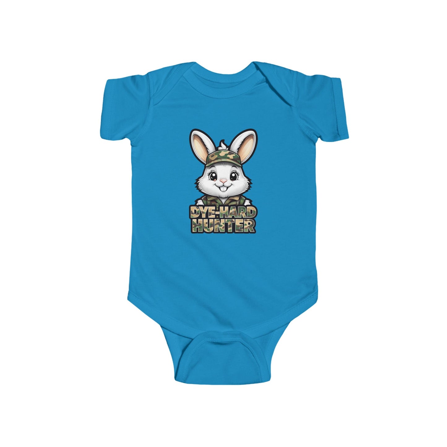 Dye Hard Hunter - Cute Baby Bodysuit - "Die Hard Hunter" Bunny Design