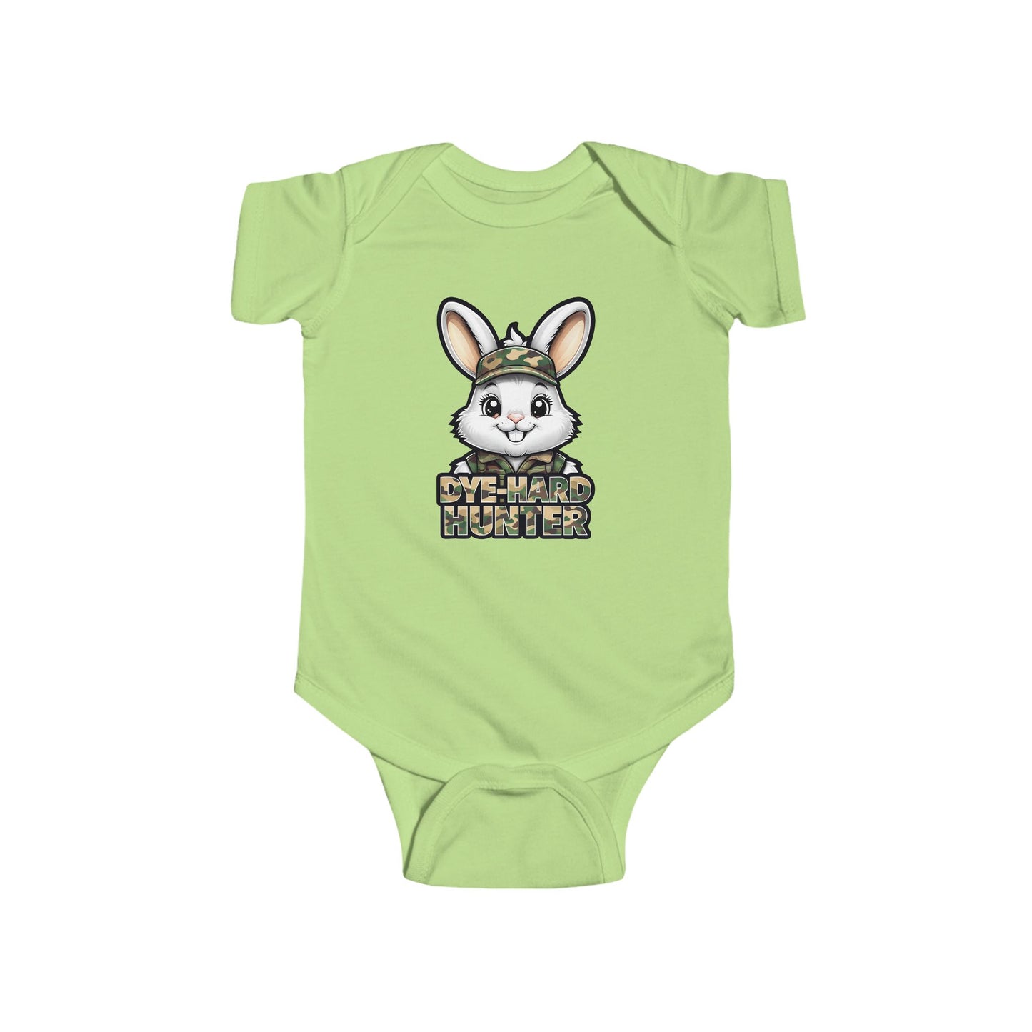 Dye Hard Hunter - Cute Baby Bodysuit - "Die Hard Hunter" Bunny Design