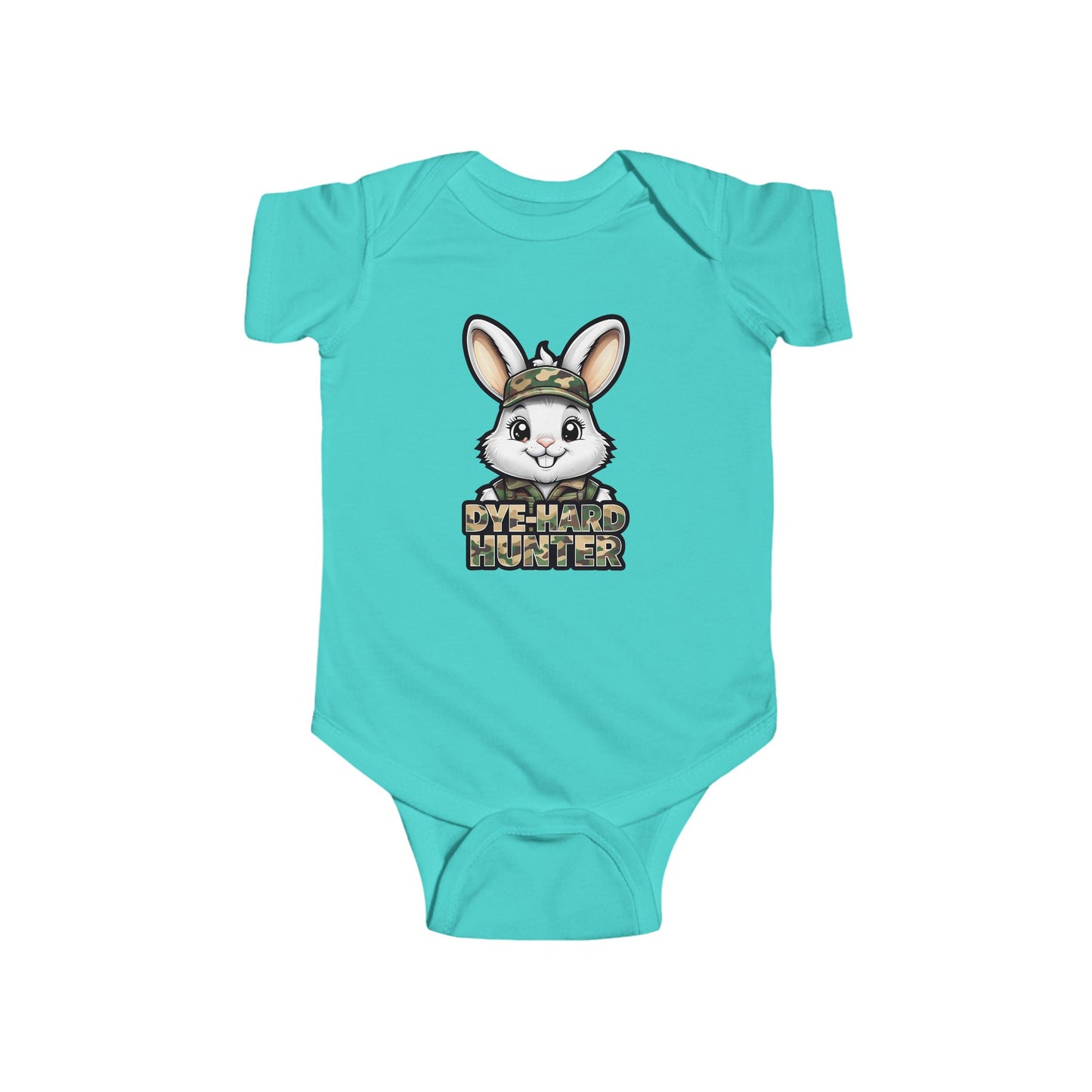 Dye Hard Hunter - Cute Baby Bodysuit - "Die Hard Hunter" Bunny Design