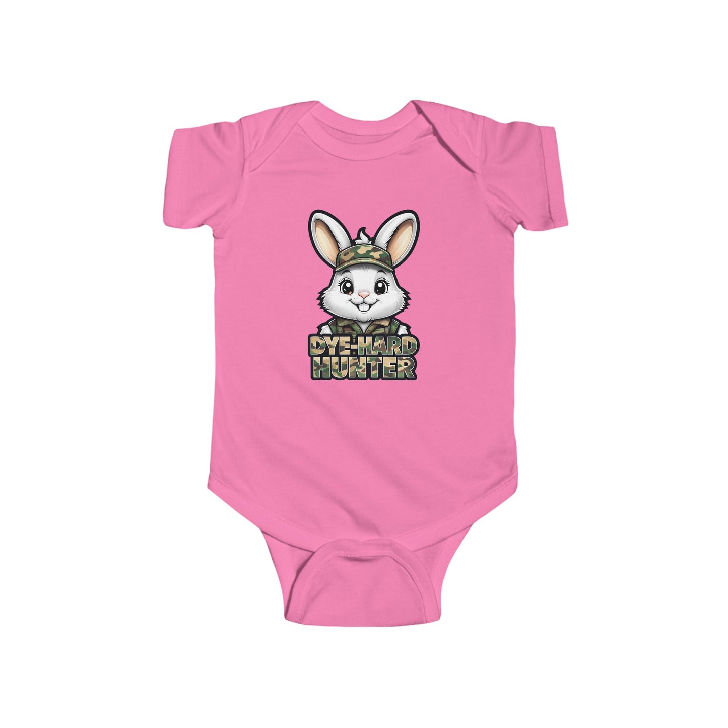 Dye Hard Hunter - Cute Baby Bodysuit - "Die Hard Hunter" Bunny Design