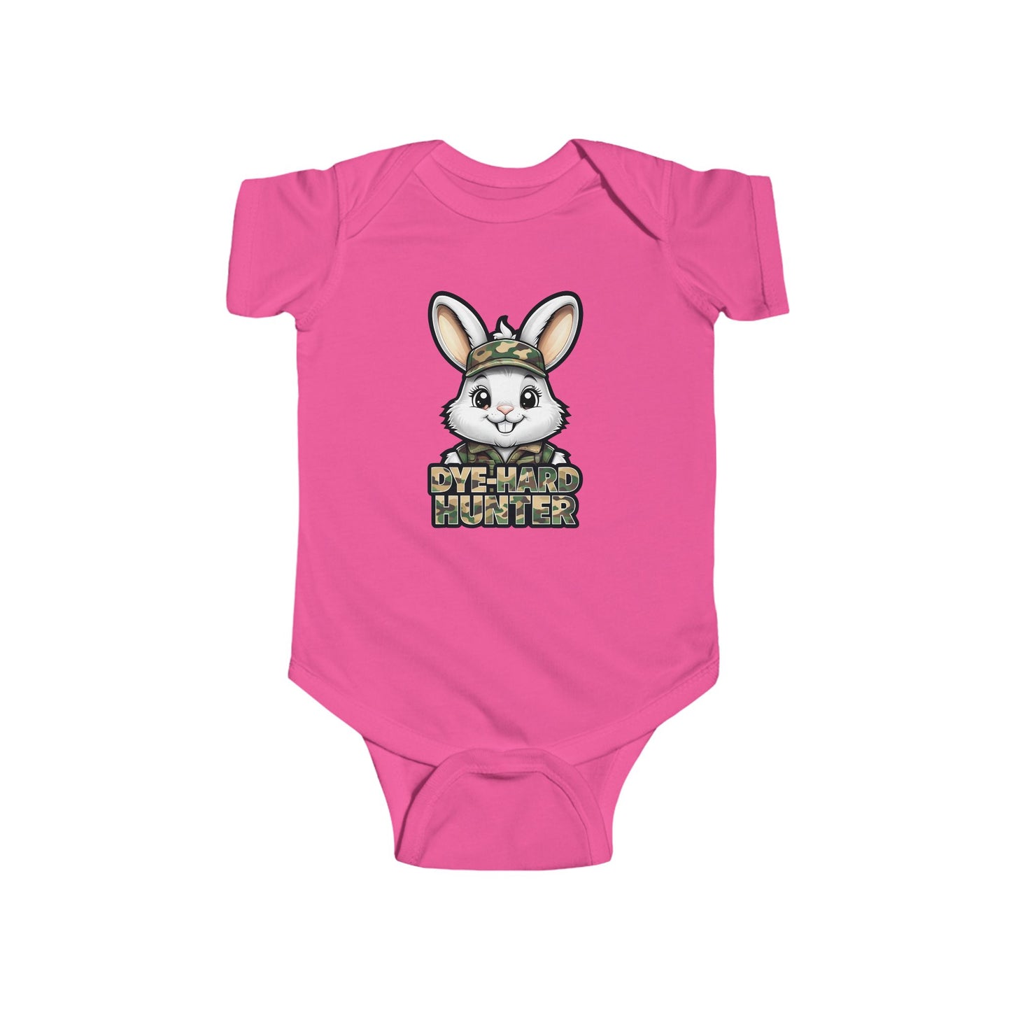 Dye Hard Hunter - Cute Baby Bodysuit - "Die Hard Hunter" Bunny Design