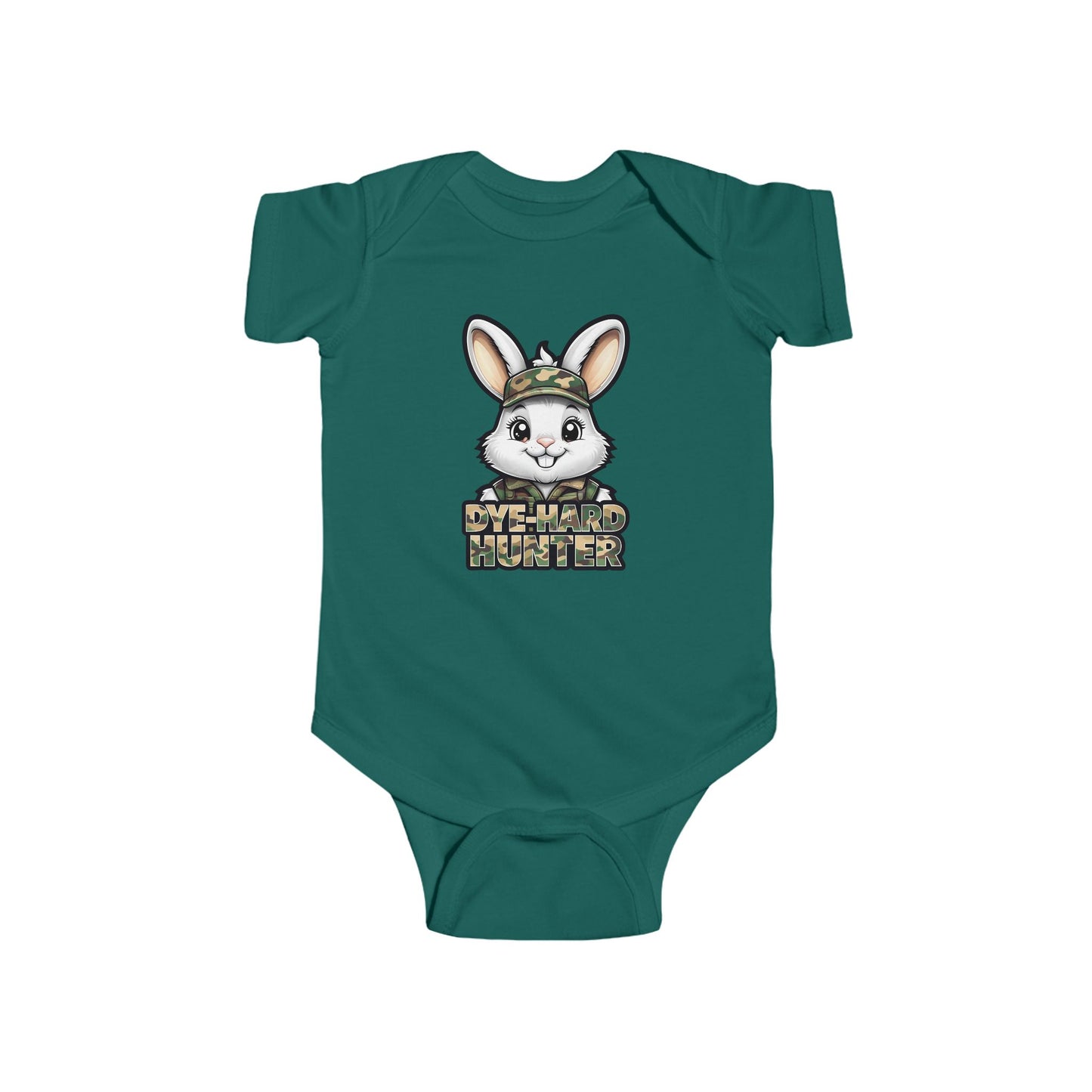 Dye Hard Hunter - Cute Baby Bodysuit - "Die Hard Hunter" Bunny Design