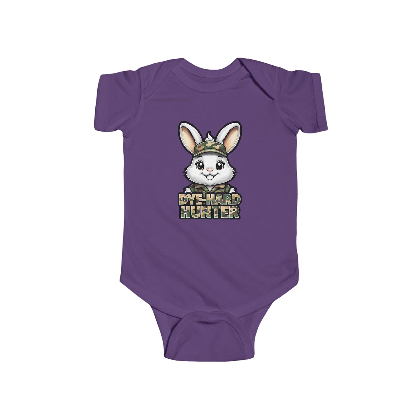Dye Hard Hunter - Cute Baby Bodysuit - "Die Hard Hunter" Bunny Design