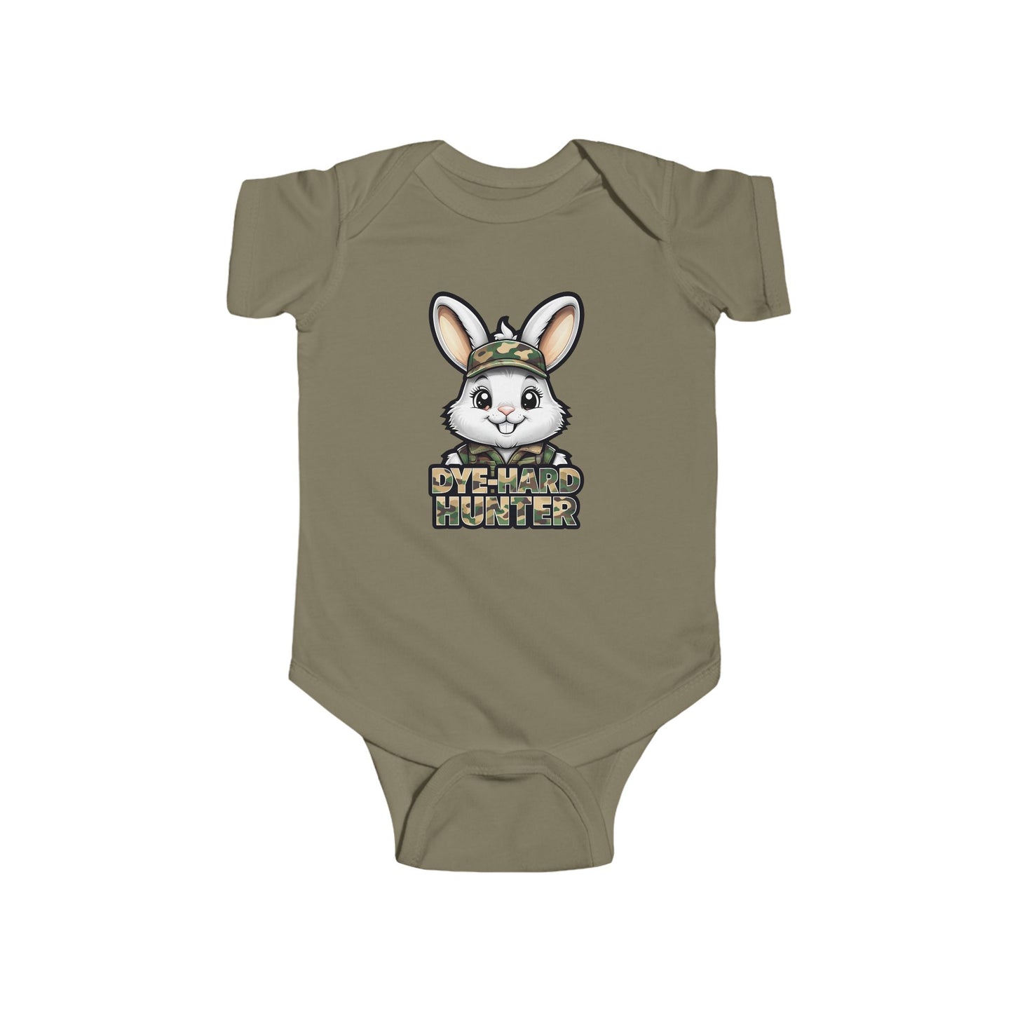 Dye Hard Hunter - Cute Baby Bodysuit - "Die Hard Hunter" Bunny Design