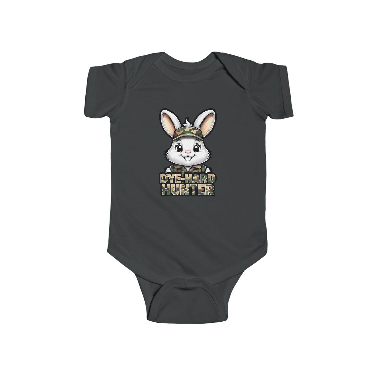 Dye Hard Hunter - Cute Baby Bodysuit - "Die Hard Hunter" Bunny Design