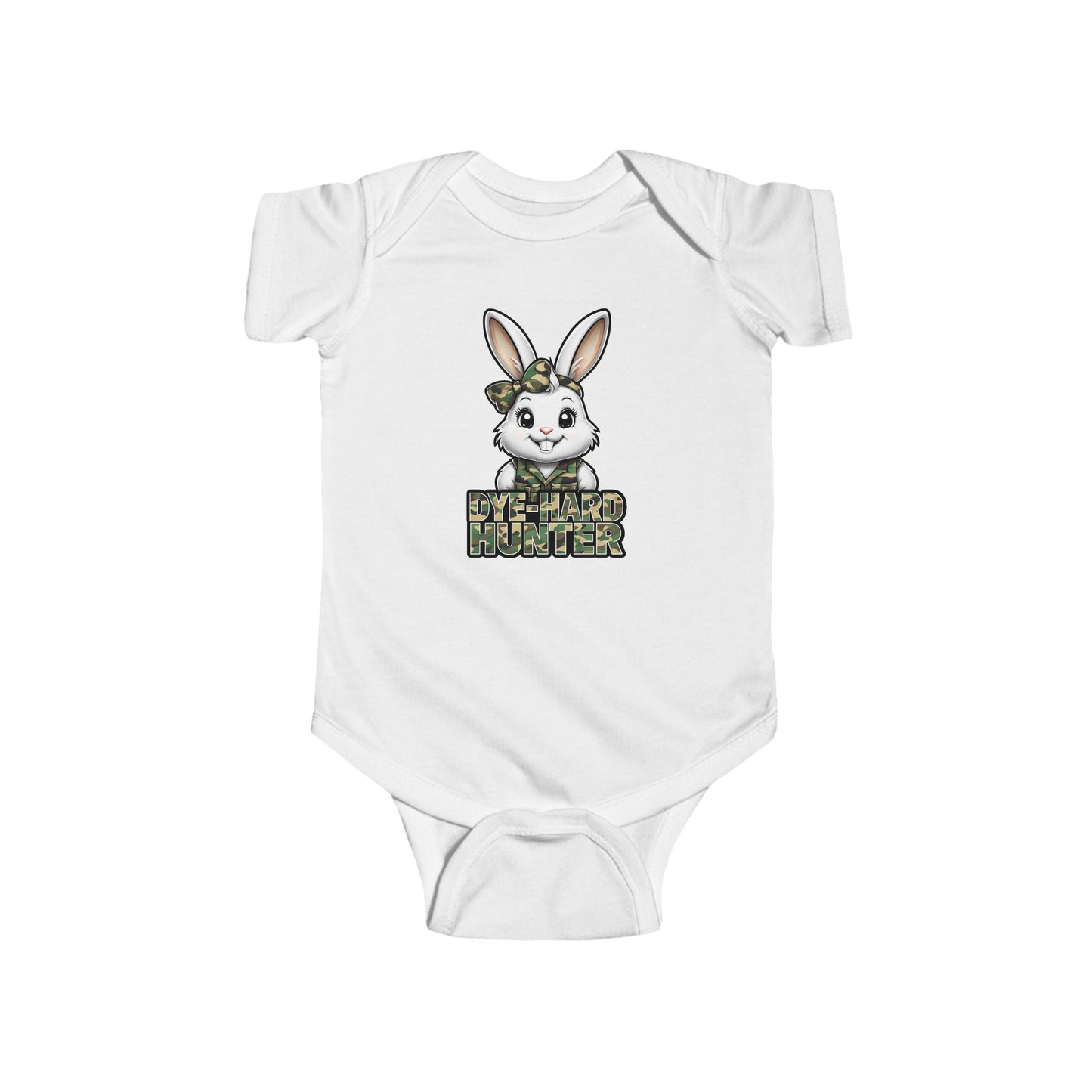 Girl Dye Hard Hunter - Camo Bunny Infant Bodysuit - Perfect for Easter and Baby Showers