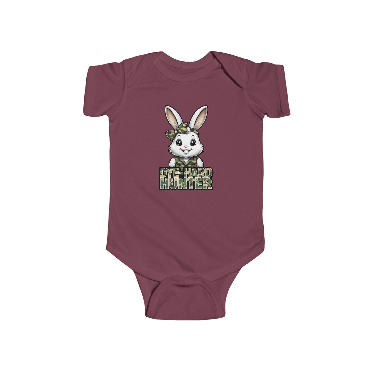 Girl Dye Hard Hunter - Camo Bunny Infant Bodysuit - Perfect for Easter and Baby Showers