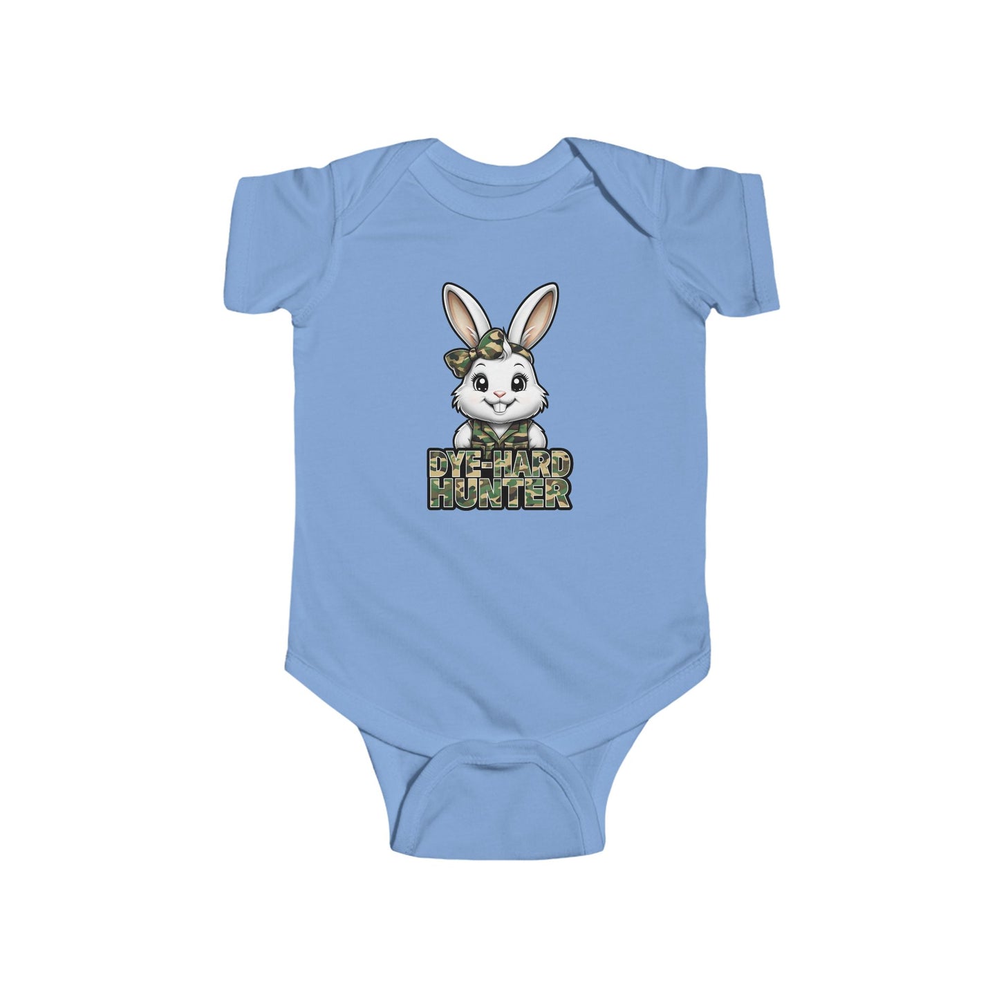 Girl Dye Hard Hunter - Camo Bunny Infant Bodysuit - Perfect for Easter and Baby Showers