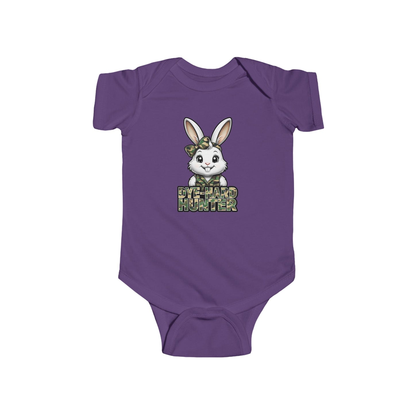 Girl Dye Hard Hunter - Camo Bunny Infant Bodysuit - Perfect for Easter and Baby Showers