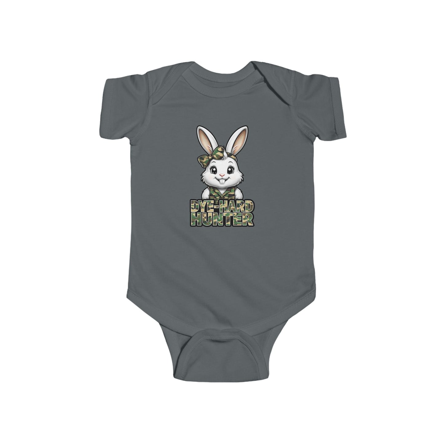 Girl Dye Hard Hunter - Camo Bunny Infant Bodysuit - Perfect for Easter and Baby Showers