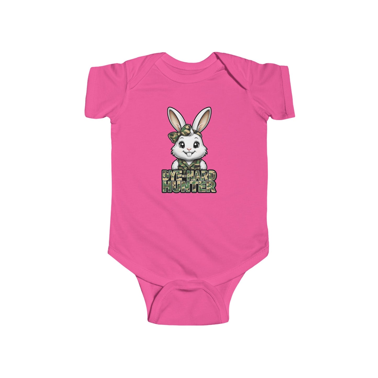 Girl Dye Hard Hunter - Camo Bunny Infant Bodysuit - Perfect for Easter and Baby Showers