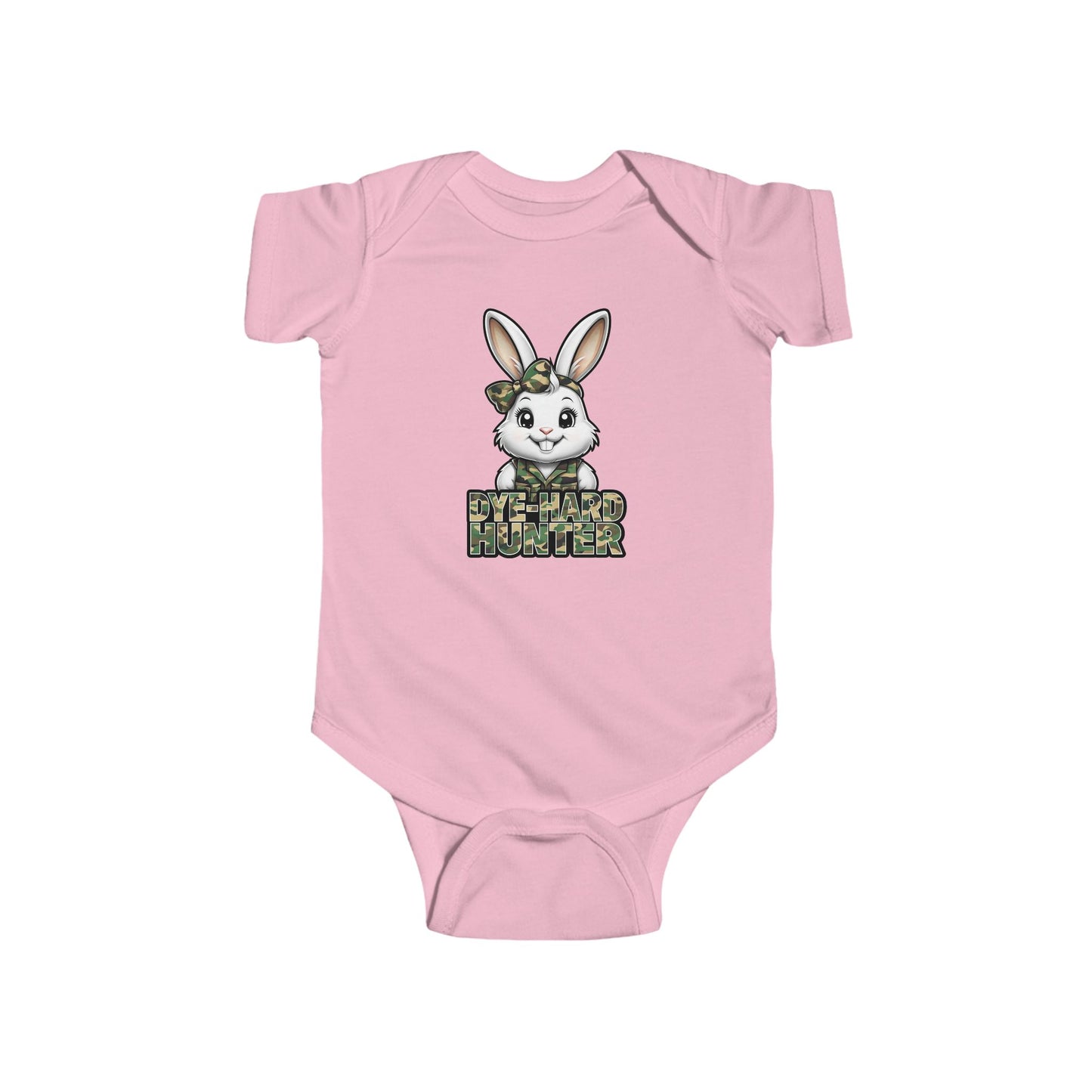 Girl Dye Hard Hunter - Camo Bunny Infant Bodysuit - Perfect for Easter and Baby Showers