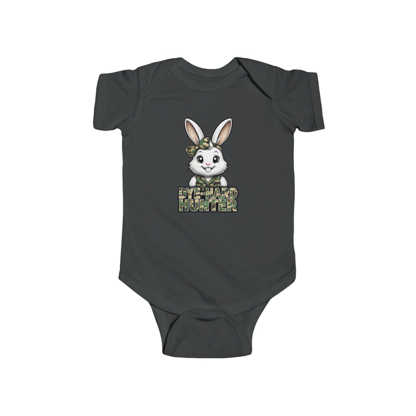 Girl Dye Hard Hunter - Camo Bunny Infant Bodysuit - Perfect for Easter and Baby Showers
