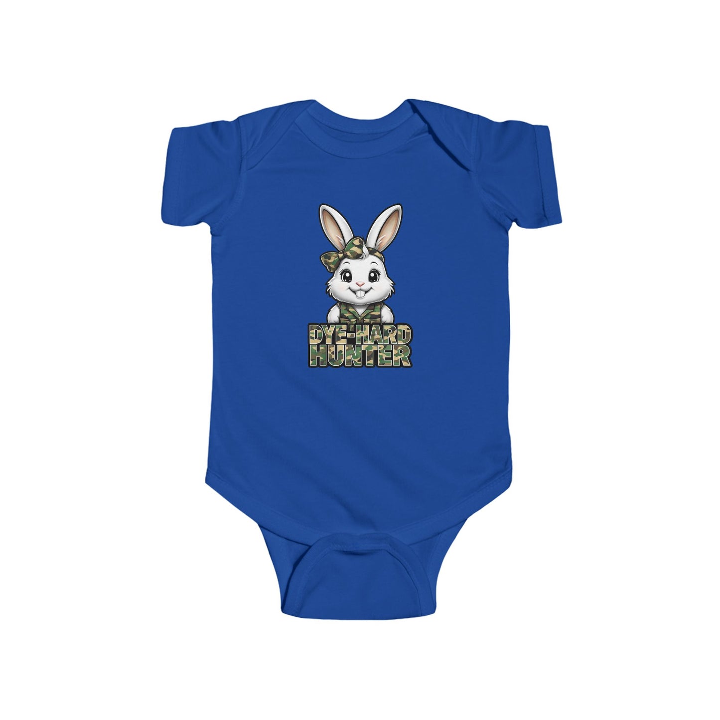 Girl Dye Hard Hunter - Camo Bunny Infant Bodysuit - Perfect for Easter and Baby Showers