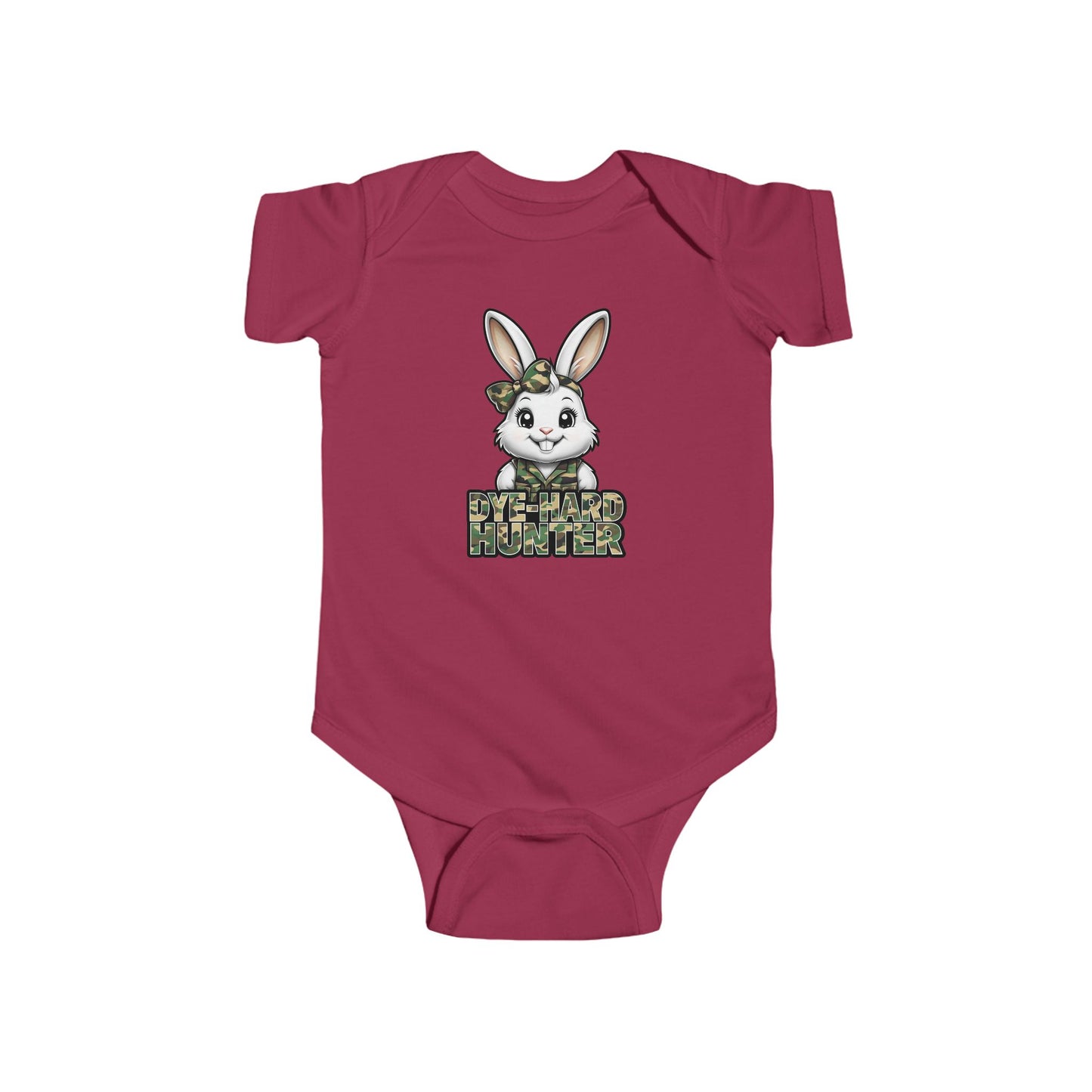 Girl Dye Hard Hunter - Camo Bunny Infant Bodysuit - Perfect for Easter and Baby Showers