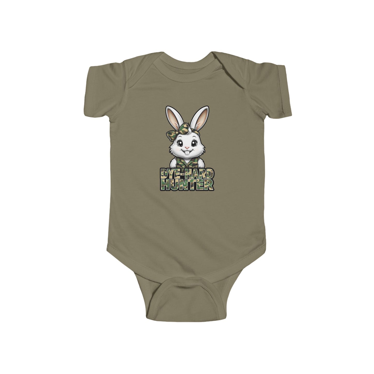 Girl Dye Hard Hunter - Camo Bunny Infant Bodysuit - Perfect for Easter and Baby Showers