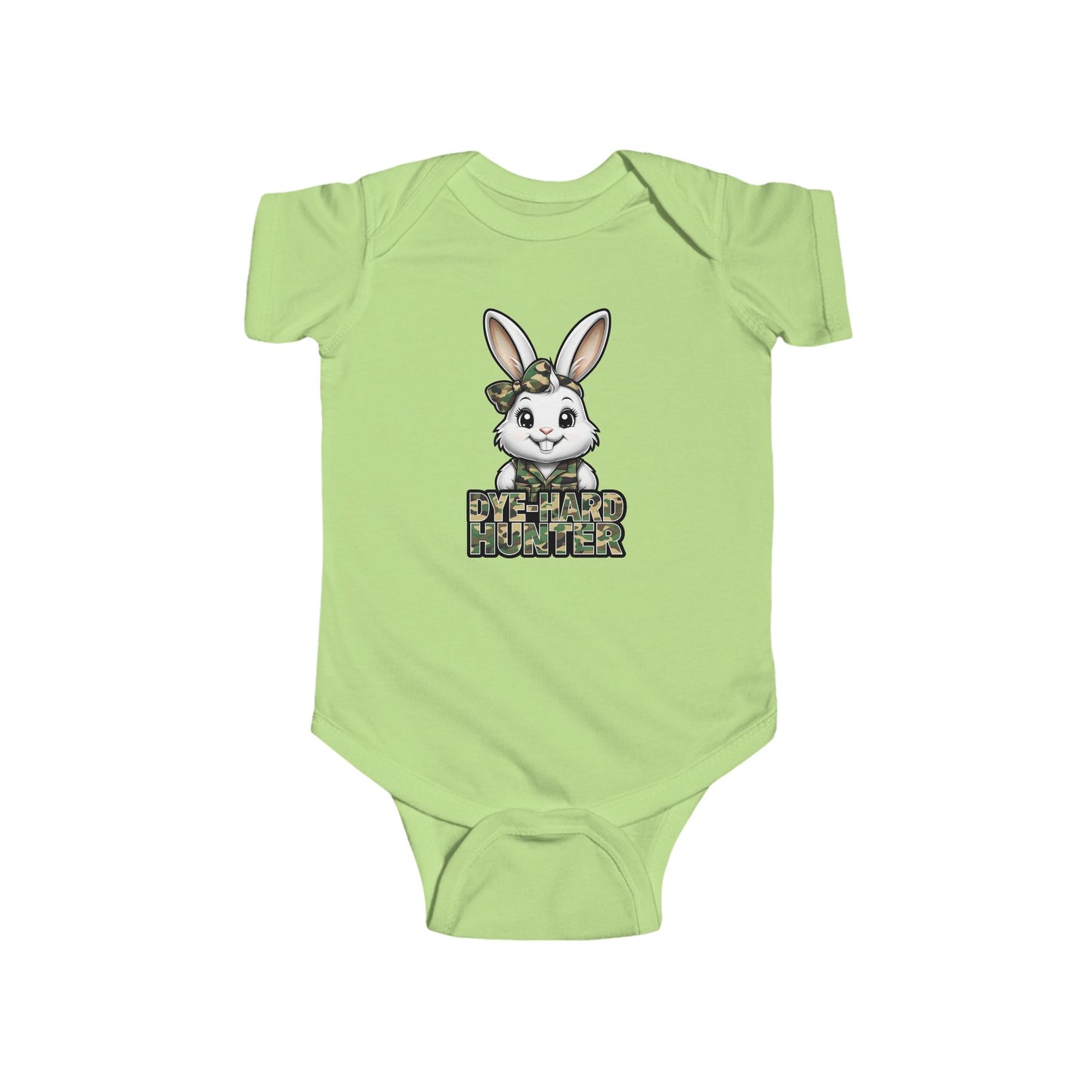 Girl Dye Hard Hunter - Camo Bunny Infant Bodysuit - Perfect for Easter and Baby Showers
