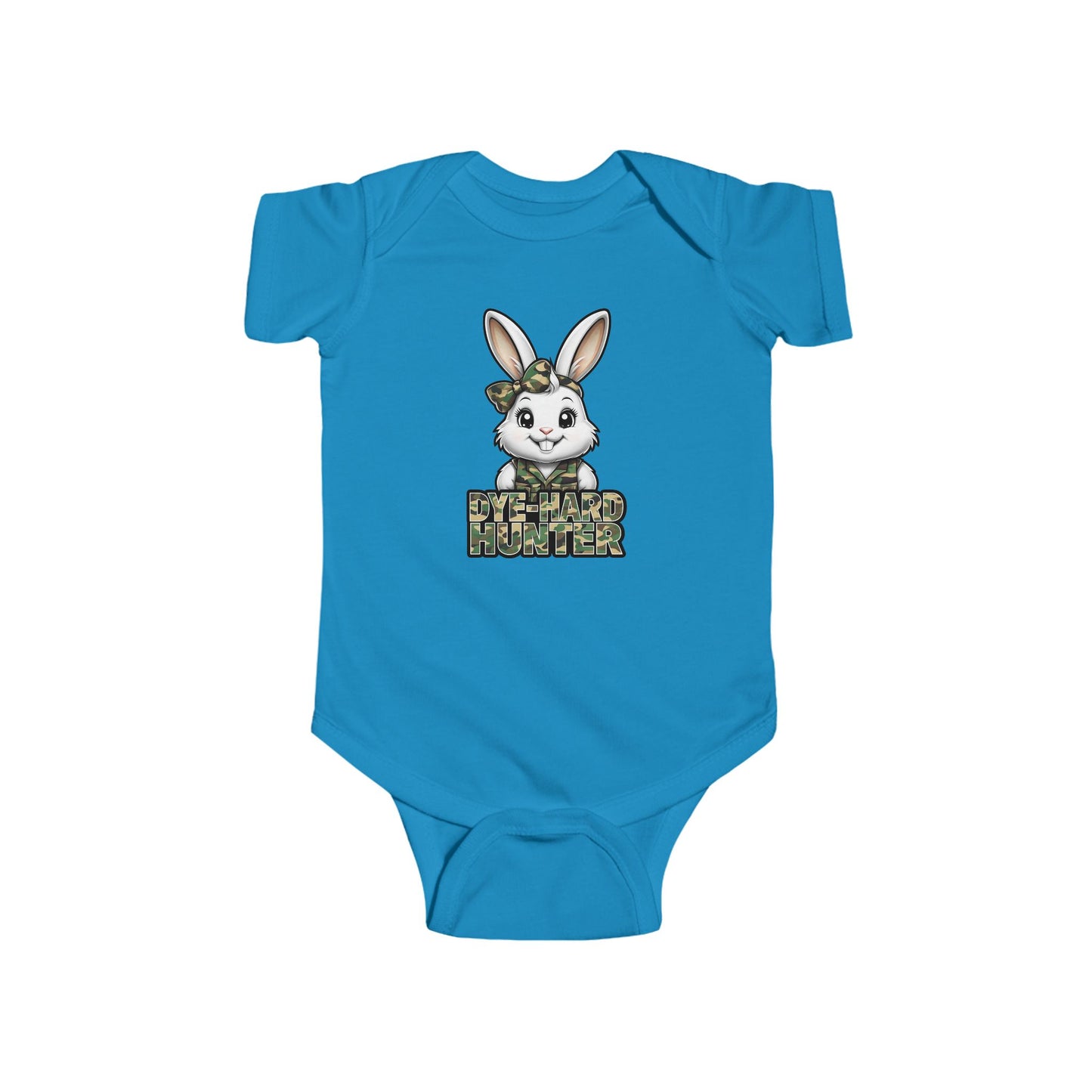 Girl Dye Hard Hunter - Camo Bunny Infant Bodysuit - Perfect for Easter and Baby Showers